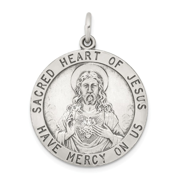 Million Charms 925 Sterling Silver Sacred Heart Of Jesus Medal