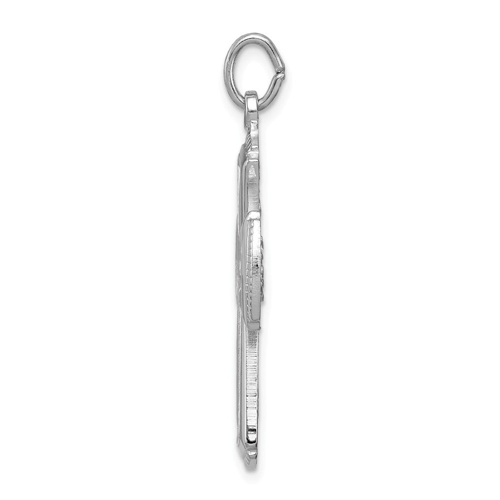 Million Charms 925 Sterling Silver Rhodium-Plated Satin Relgious Cross Pendant