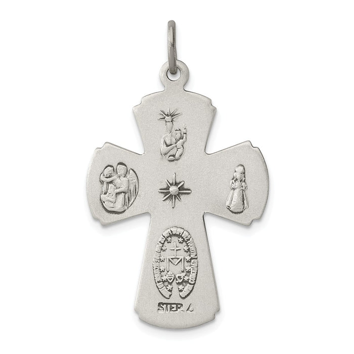 Million Charms 925 Sterling Silver Antiqued Relgious Cross Pendant
