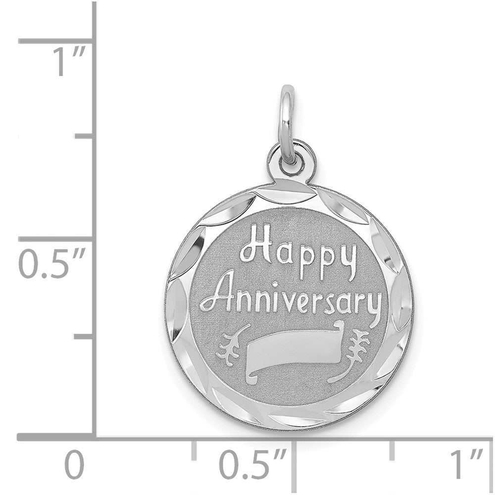 Million Charms 925 Sterling Silver Rhodium-Plated Happy Anniversary Milestone Disc Charm