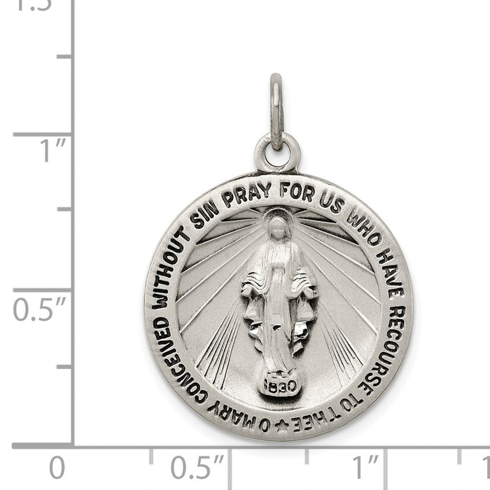 Million Charms 925 Sterling Silver Antiqued Religious Miraculous Medal