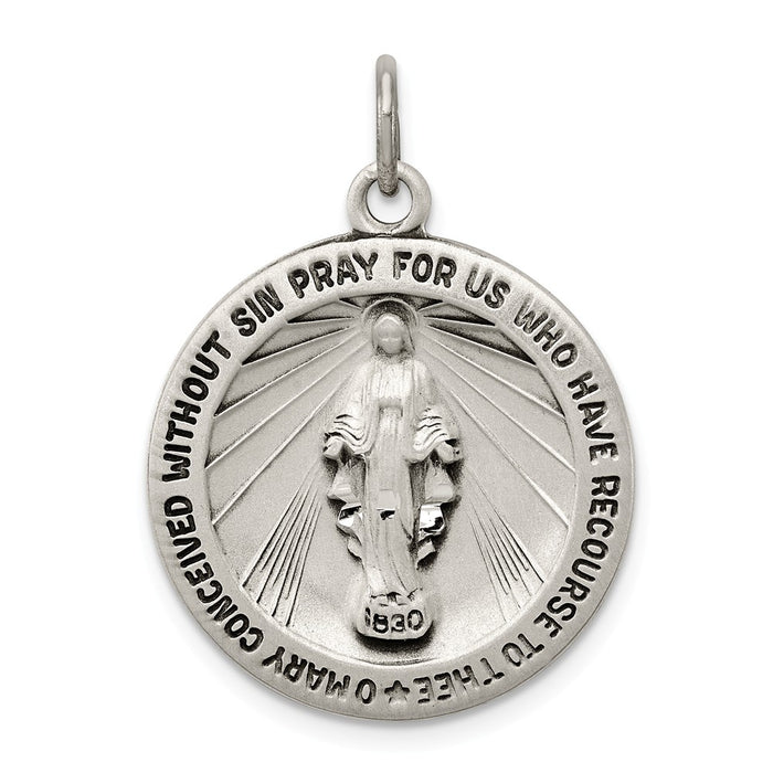 Million Charms 925 Sterling Silver Antiqued Religious Miraculous Medal