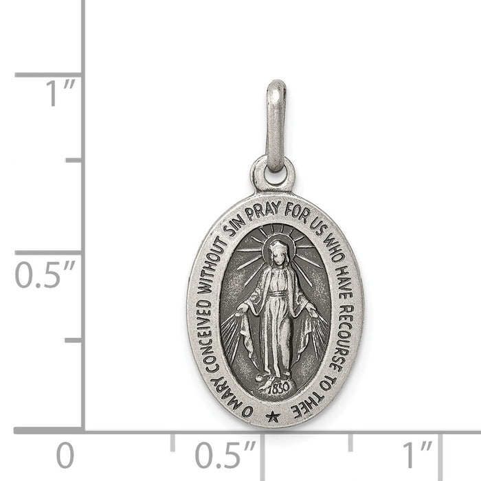 Million Charms 925 Sterling Silver Antiqued Religious Miraculous Medal