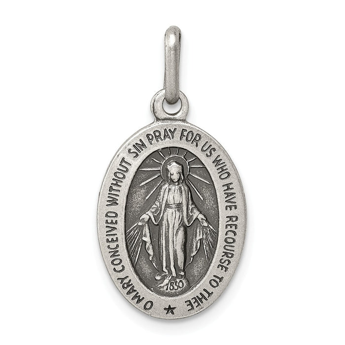 Million Charms 925 Sterling Silver Antiqued Religious Miraculous Medal