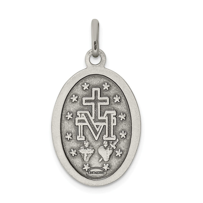 Million Charms 925 Sterling Silver Antiqued Religious Miraculous Medal