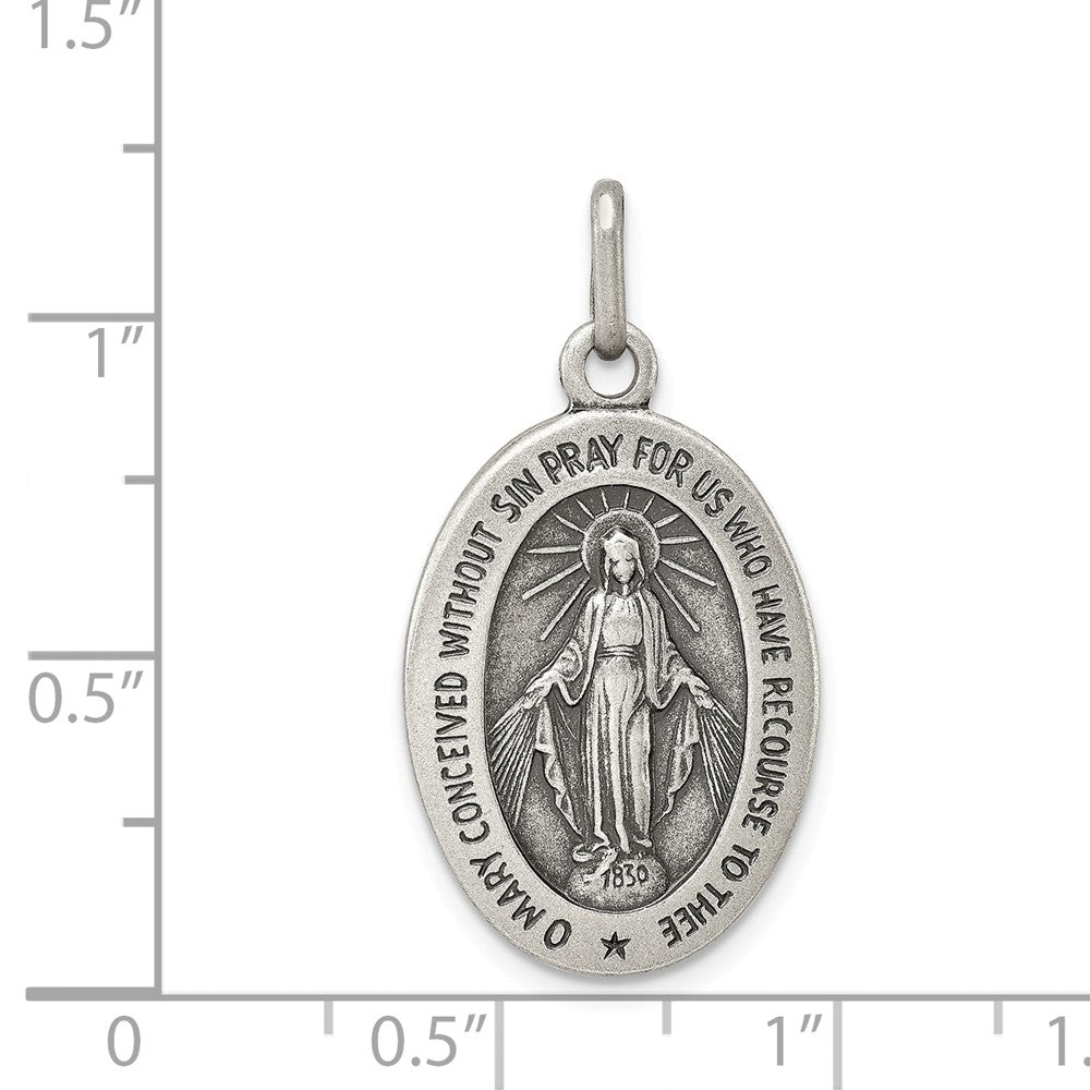 Million Charms 925 Sterling Silver Antiqued Religious Miraculous Medal