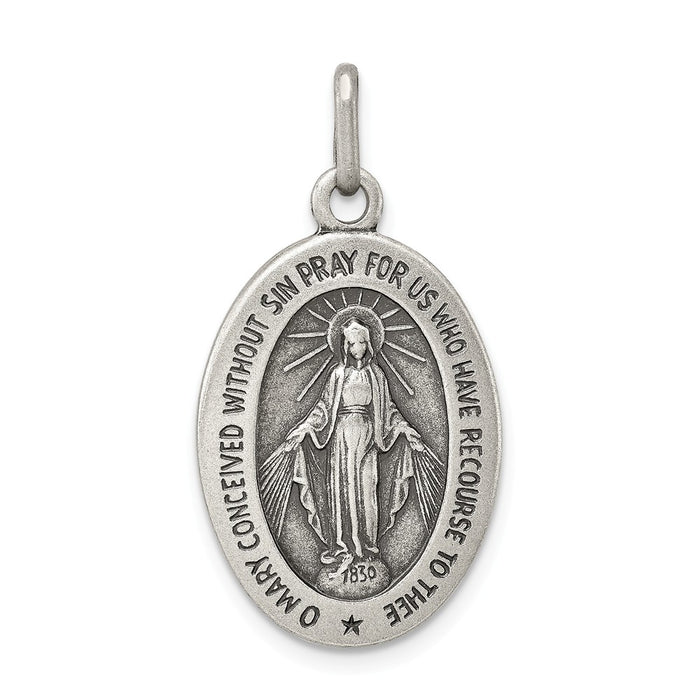 Million Charms 925 Sterling Silver Antiqued Religious Miraculous Medal