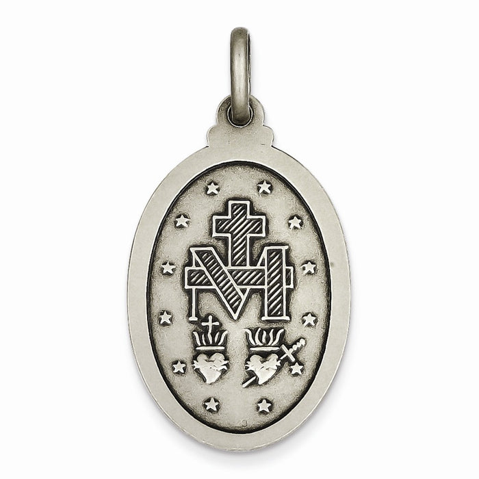 Million Charms 925 Sterling Silver Antiqued Religious Miraculous Medal