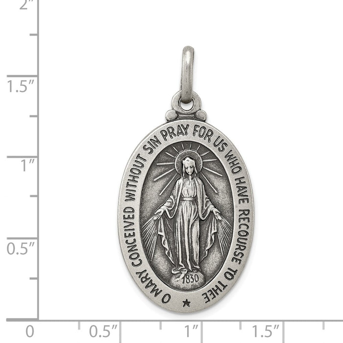 Million Charms 925 Sterling Silver Antiqued Religious Miraculous Medal