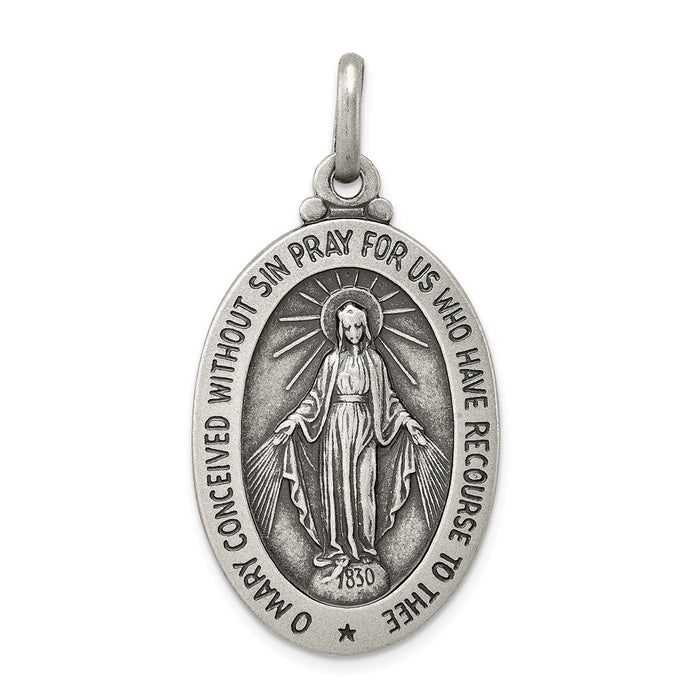 Million Charms 925 Sterling Silver Antiqued Religious Miraculous Medal