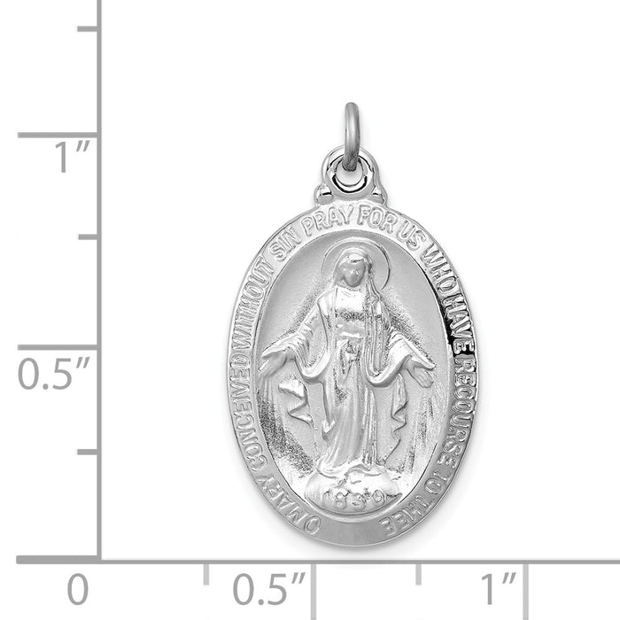 Million Charms 925 Sterling Silver Rhodium-Plated Religious Miraculous Medal