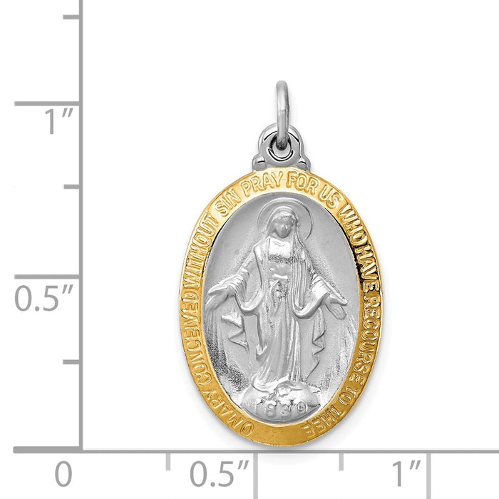 Million Charms 925 Sterling Silver Rhodium-Plated Religious Miraculous Medal