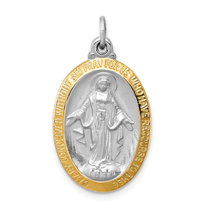 Million Charms 925 Sterling Silver Rhodium-Plated Religious Miraculous Medal