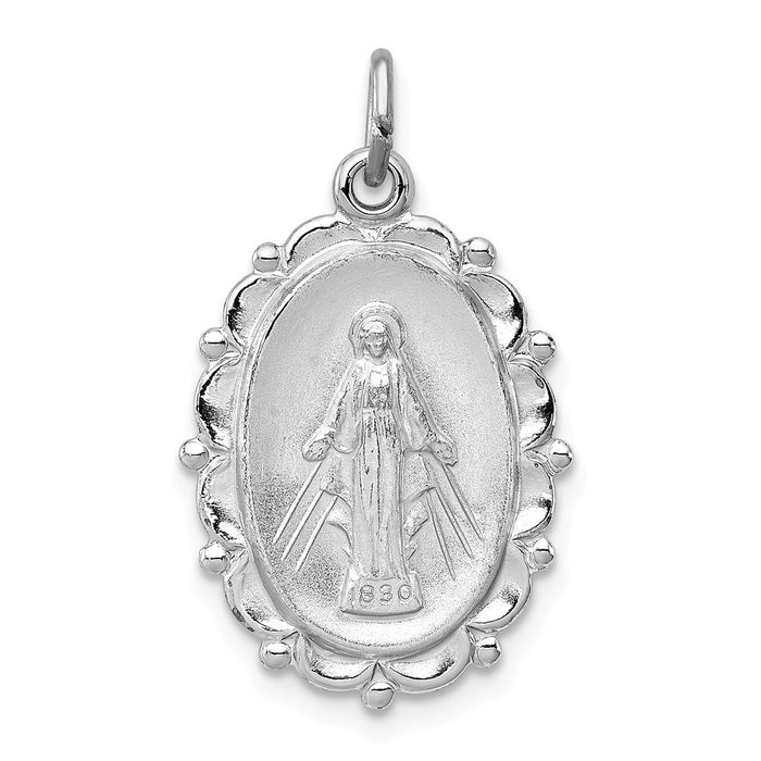 Million Charms 925 Sterling Silver Rhodium-Plated Religious Miraculous Medal