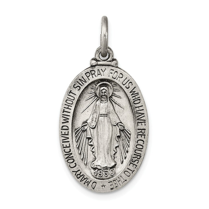 Million Charms 925 Sterling Silver Antiqued Religious Miraculous Medal