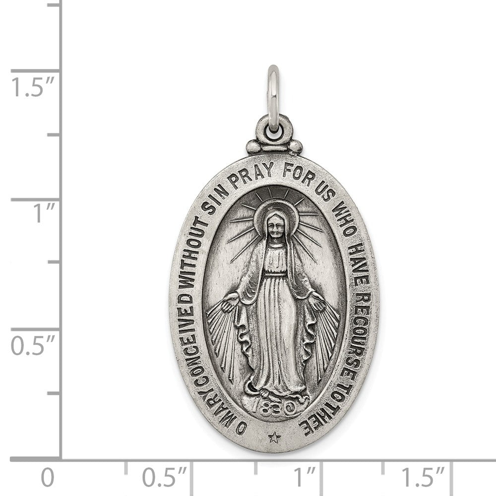 Million Charms 925 Sterling Silver Antiqued Religious Miraculous Medal