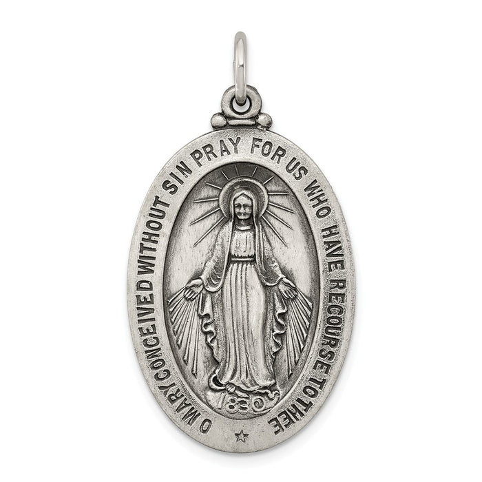 Million Charms 925 Sterling Silver Antiqued Religious Miraculous Medal