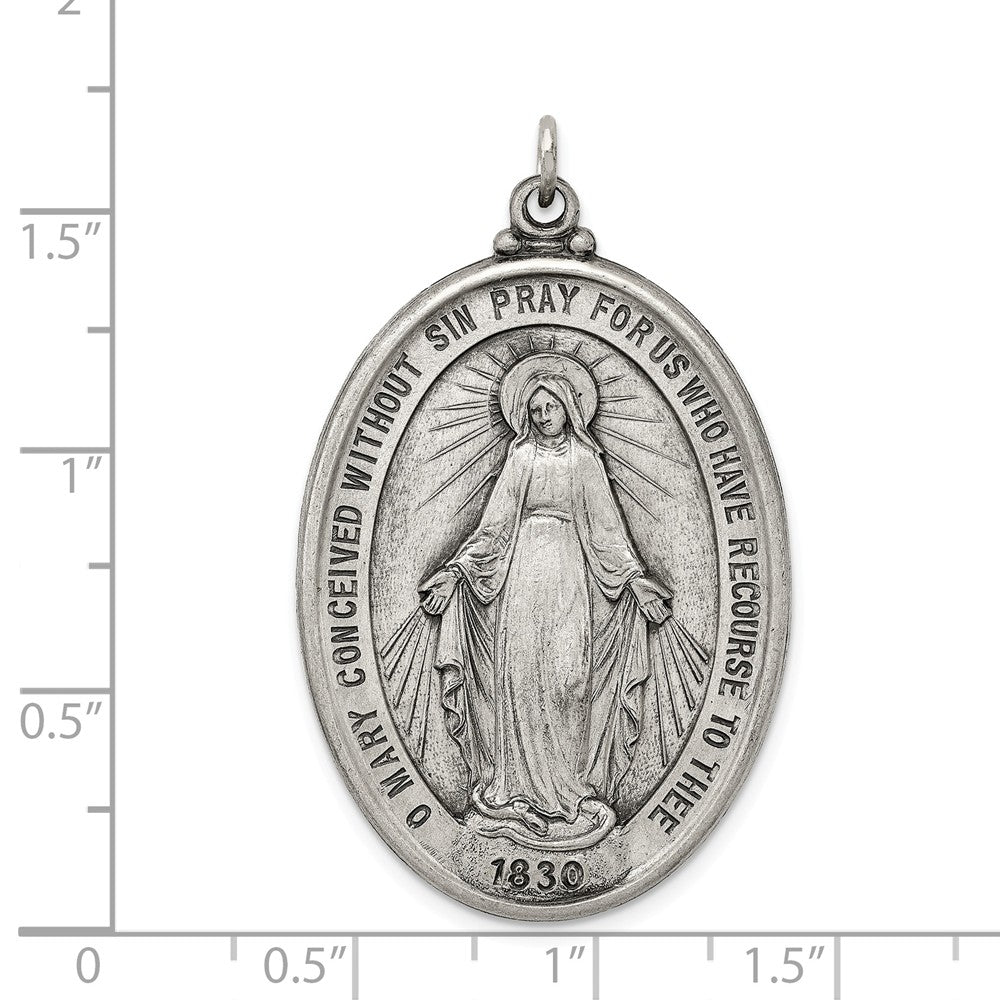 Million Charms 925 Sterling Silver Antiqued Religious Miraculous Medal