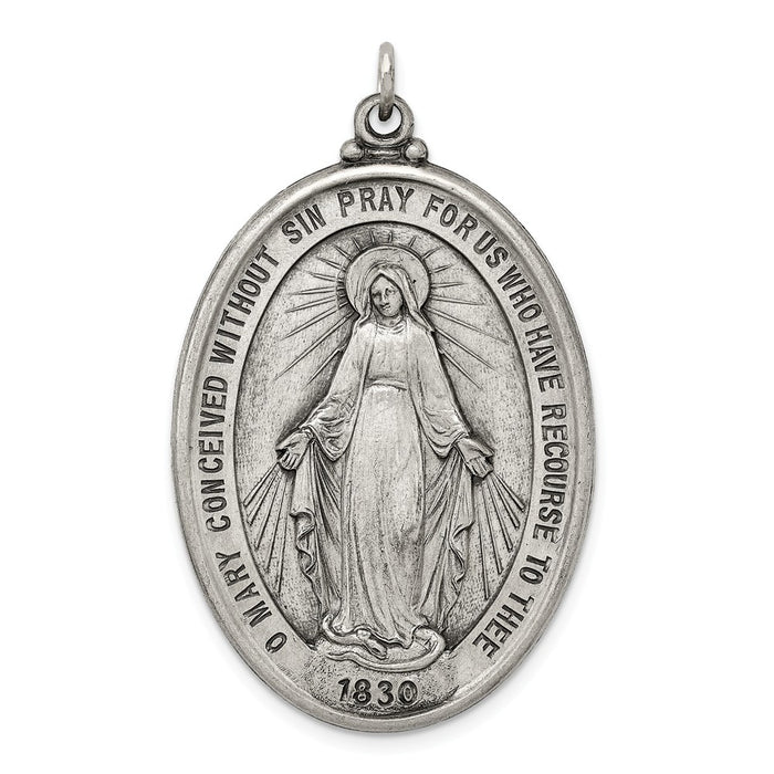 Million Charms 925 Sterling Silver Antiqued Religious Miraculous Medal