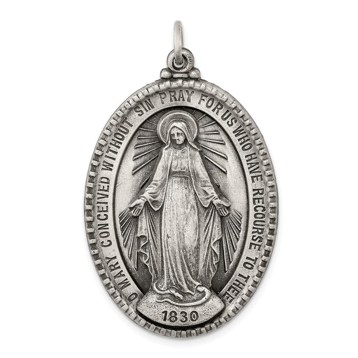 Million Charms 925 Sterling Silver Antiqued Religious Miraculous Medal