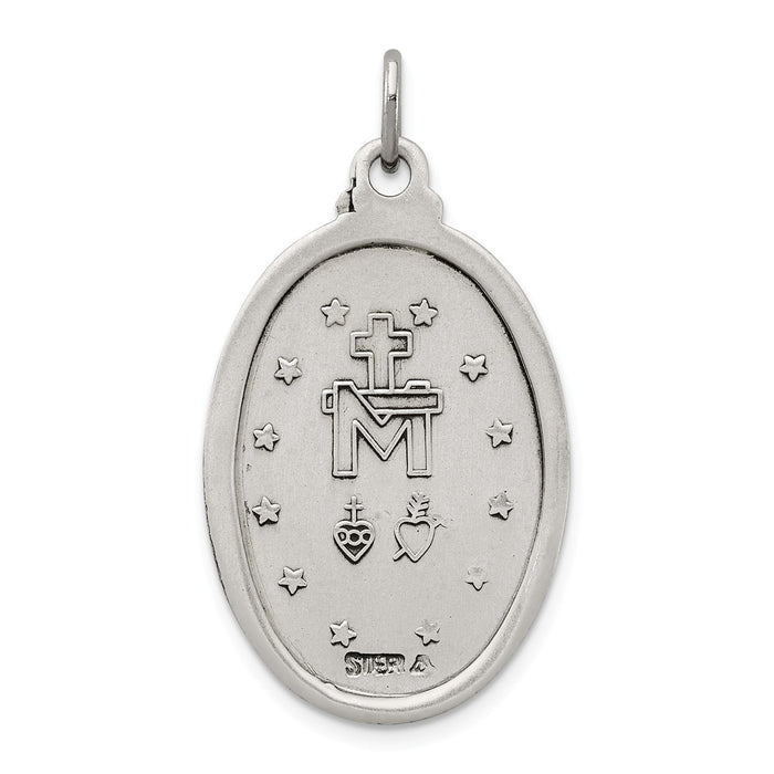 Million Charms 925 Sterling Silver Antiqued Religious Miraculous Medal