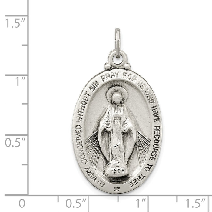 Million Charms 925 Sterling Silver Antiqued Religious Miraculous Medal