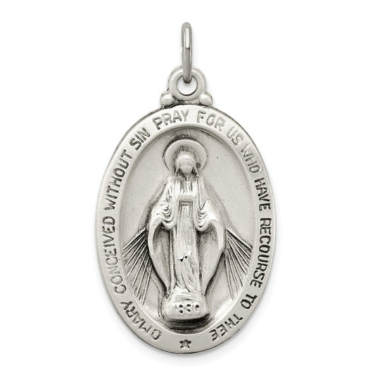 Million Charms 925 Sterling Silver Antiqued Religious Miraculous Medal