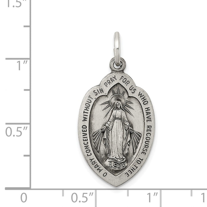 Million Charms 925 Sterling Silver Antiqued Religious Miraculous Medal