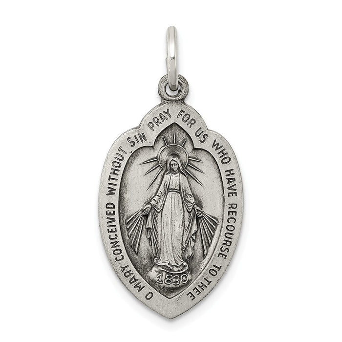 Million Charms 925 Sterling Silver Antiqued Religious Miraculous Medal