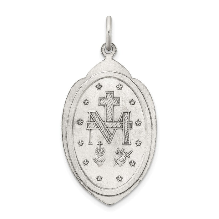 Million Charms 925 Sterling Silver Antiqued Religious Miraculous Medal