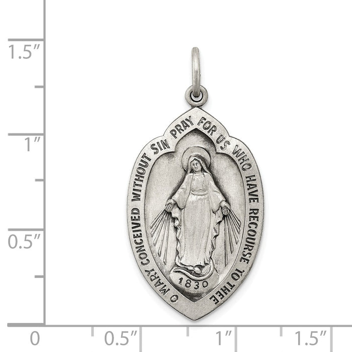 Million Charms 925 Sterling Silver Antiqued Religious Miraculous Medal