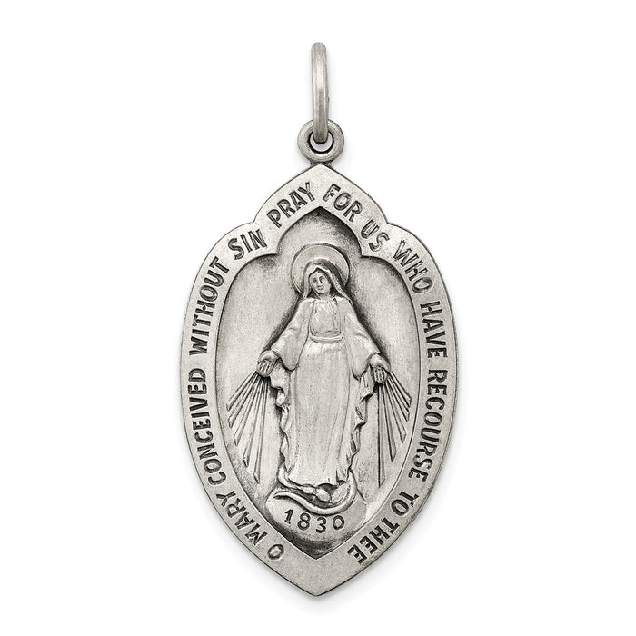 Million Charms 925 Sterling Silver Antiqued Religious Miraculous Medal