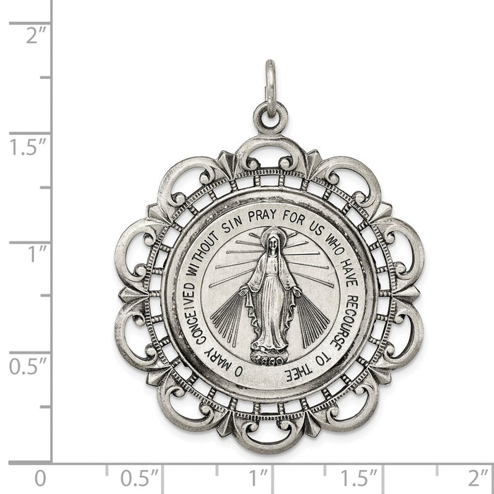 Million Charms 925 Sterling Silver Antiqued Religious Miraculous Medal