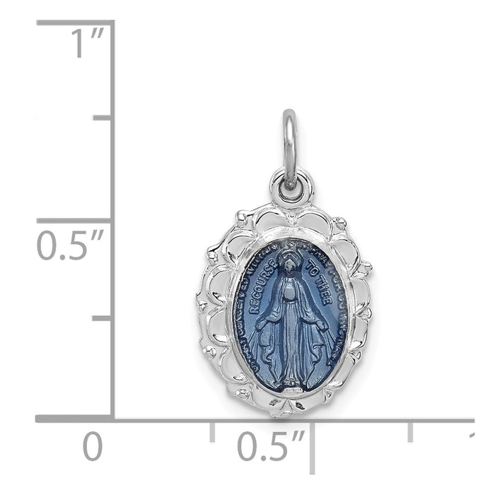 Million Charms 925 Sterling Silver Rhodium-Plated Religious Miraculous Medal