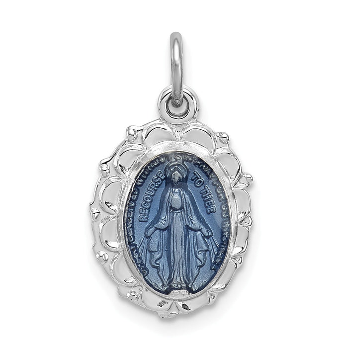 Million Charms 925 Sterling Silver Rhodium-Plated Religious Miraculous Medal