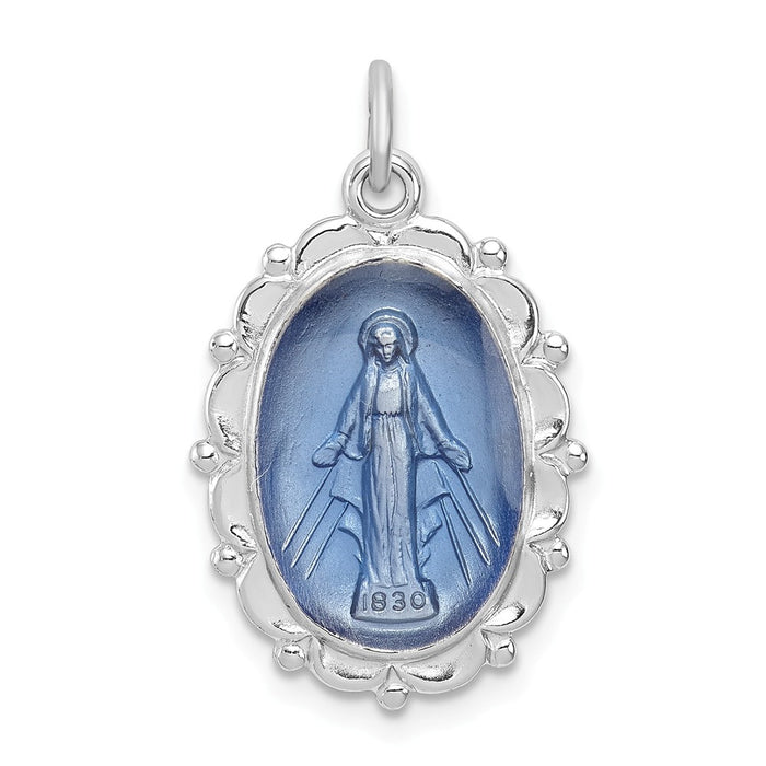 Million Charms 925 Sterling Silver Rhodium-Plated Religious Miraculous Medal