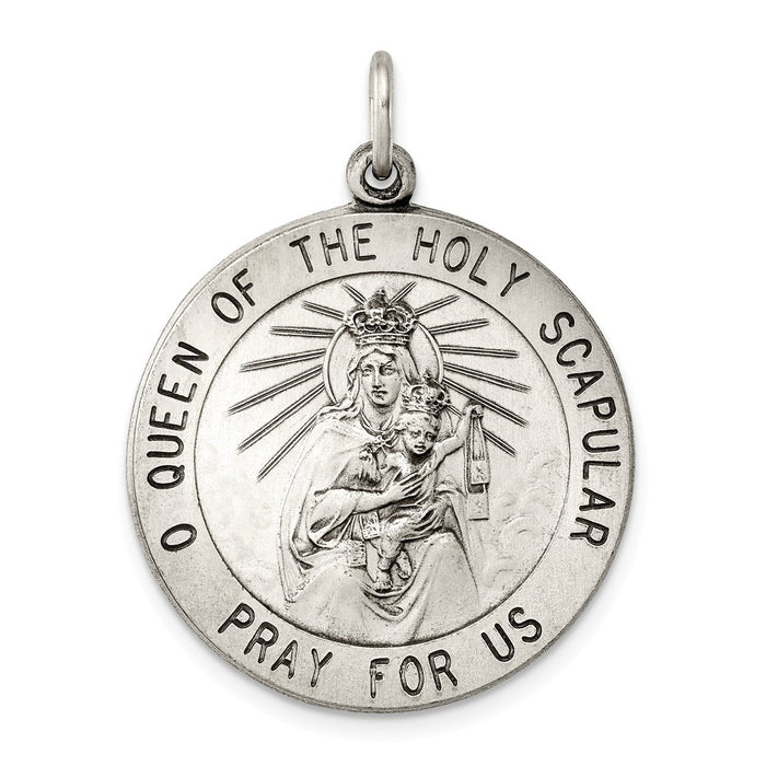 Million Charms 925 Sterling Silver Queen Of The Holy Scapular Medal