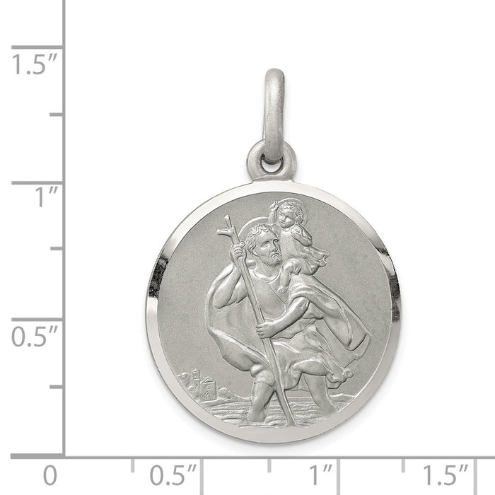 Million Charms 925 Sterling Silver Antiqued Religious Saint Christopher Medal