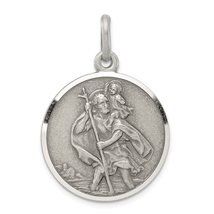 Million Charms 925 Sterling Silver Antiqued Religious Saint Christopher Medal