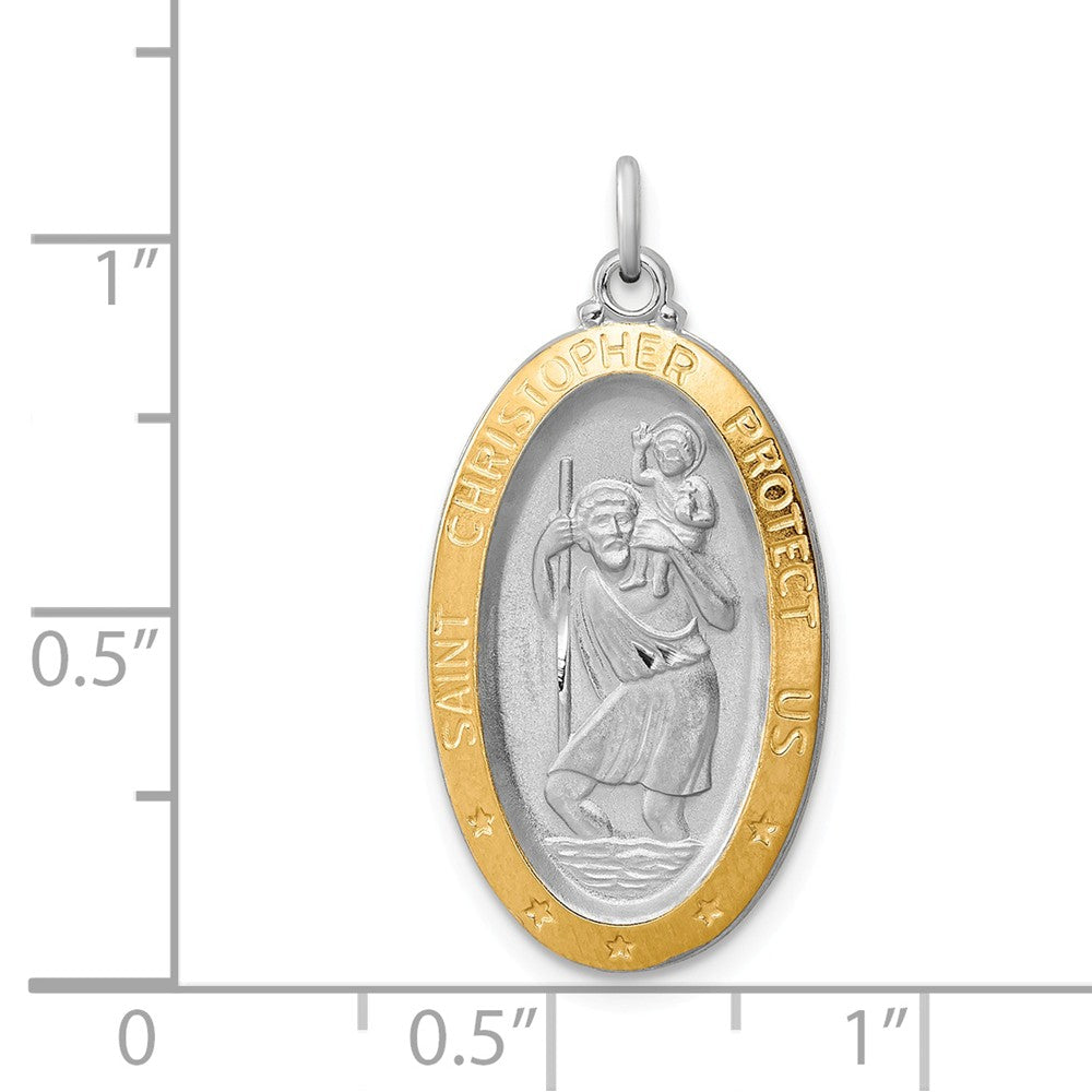 Million Charms 925 Sterling Silver Rhodium-Plated & Vermeil Religious Saint Christopher Medal