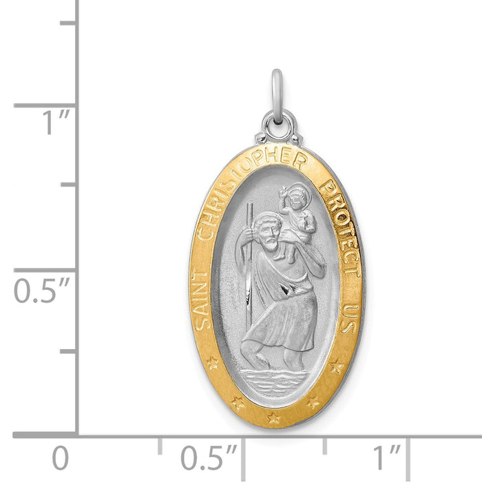 Million Charms 925 Sterling Silver Rhodium-Plated & Vermeil Religious Saint Christopher Medal