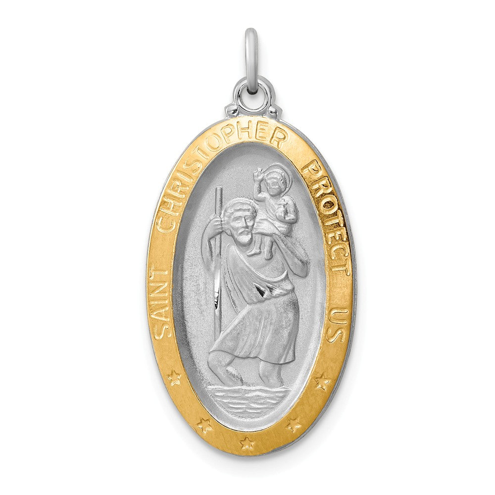 Million Charms 925 Sterling Silver Rhodium-Plated & Vermeil Religious Saint Christopher Medal