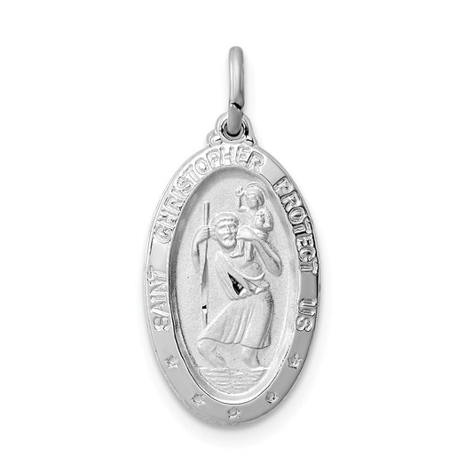 Million Charms 925 Sterling Silver Rhodium-Plated Religious Saint Christopher Medal