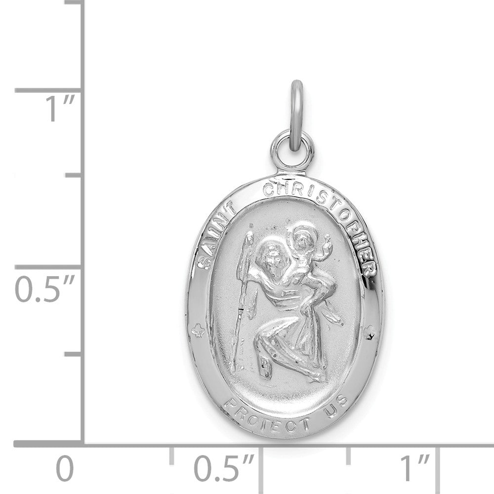 Million Charms 925 Sterling Silver Rhodium-Plated Religious Saint Christopher Medal