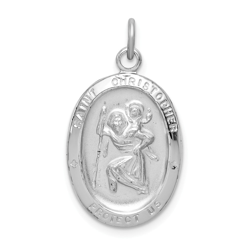 Million Charms 925 Sterling Silver Rhodium-Plated Religious Saint Christopher Medal