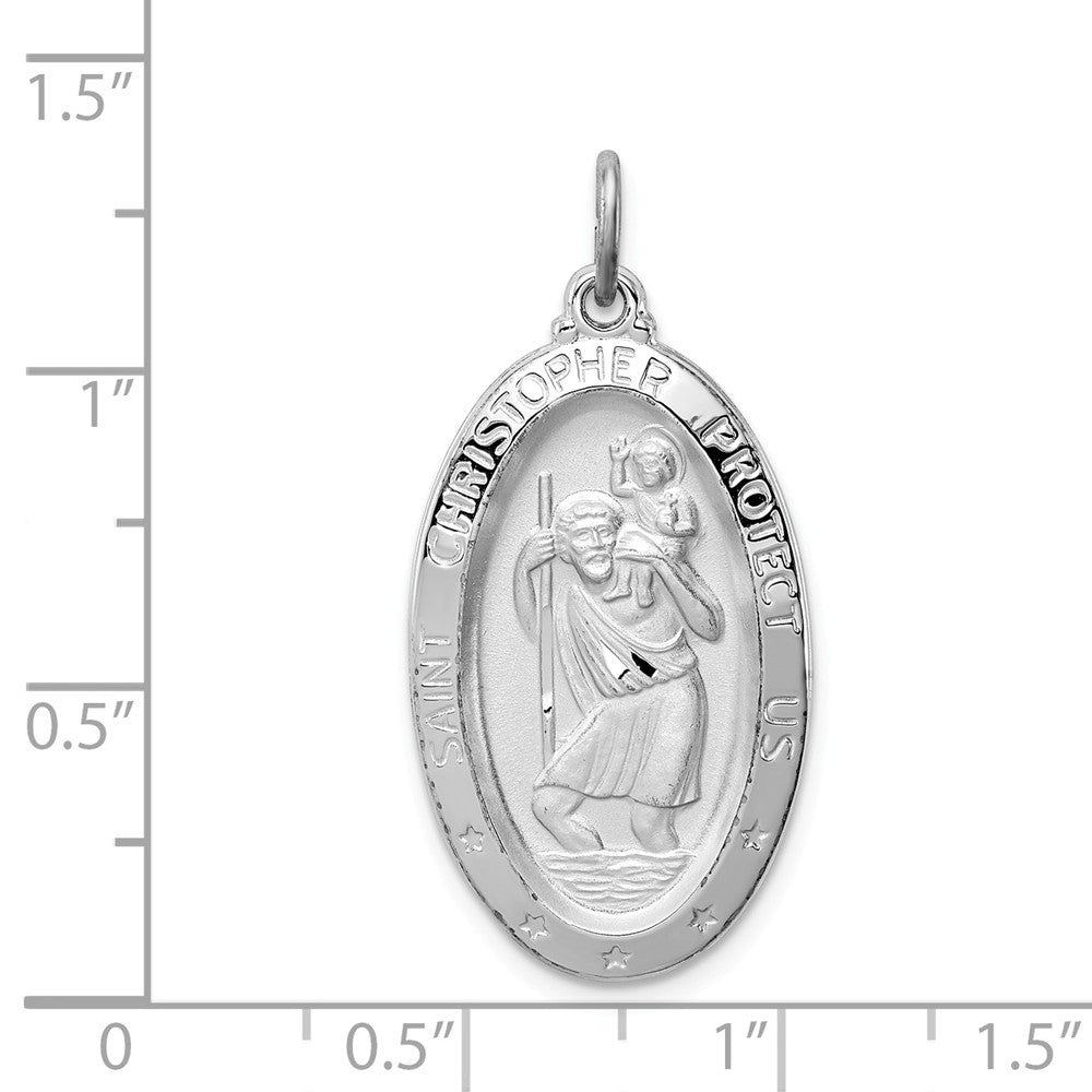 Million Charms 925 Sterling Silver Rhodium-Plated Religious Saint Christopher Medal