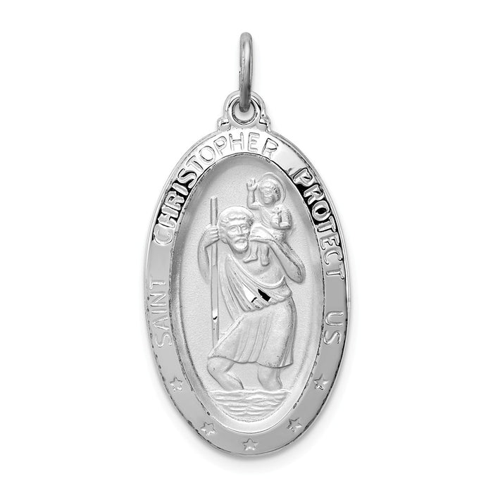 Million Charms 925 Sterling Silver Rhodium-Plated Religious Saint Christopher Medal