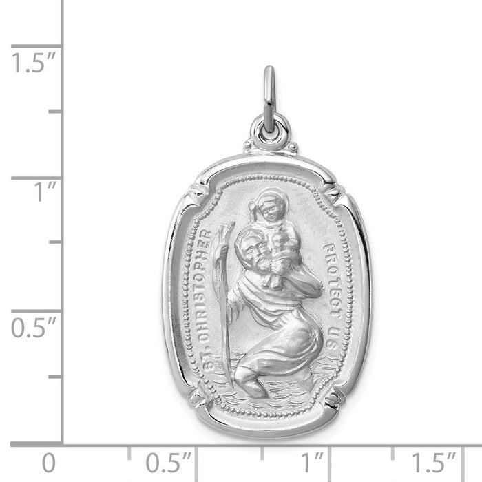 Million Charms 925 Sterling Silver Rhodium-Plated Religious Saint Christopher Medal