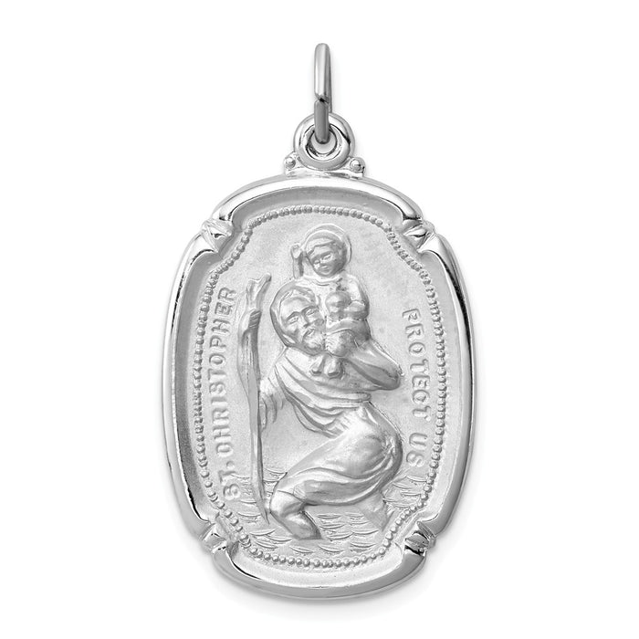 Million Charms 925 Sterling Silver Rhodium-Plated Religious Saint Christopher Medal