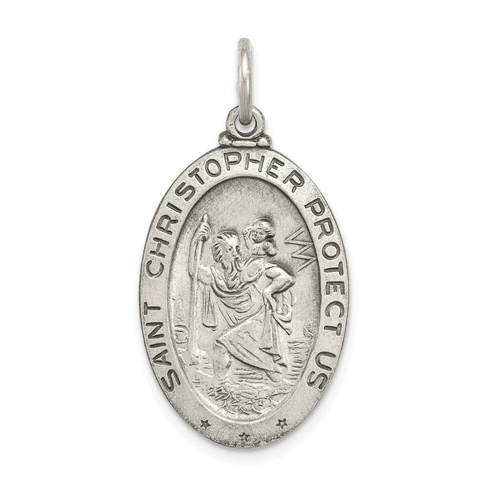 Million Charms 925 Sterling Silver Religious Saint Christopher Sports Hockey Medal